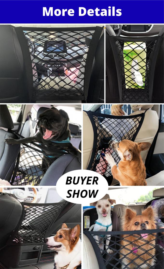 Dog Car Net Barrier Pet Barrier With Stretchable Storage Bag 0