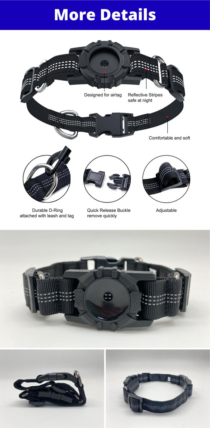 Pet Tracking Collar Nylon Air Tag Dog Collar Holder For Tracking GPS 0