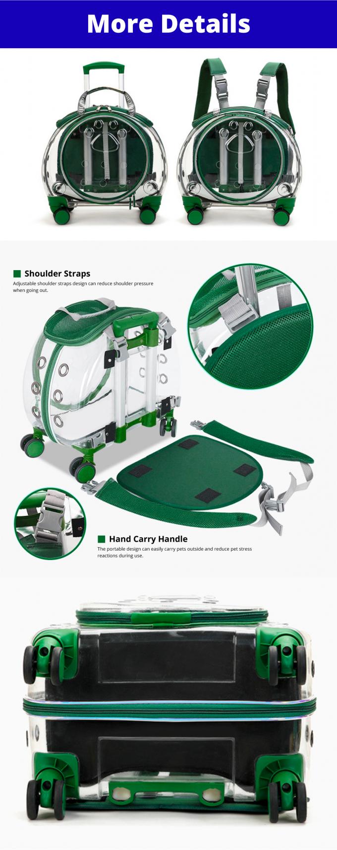 Portable Breathable Clear View Pet Trolley Bag Backpack Carrier With Wheels 0
