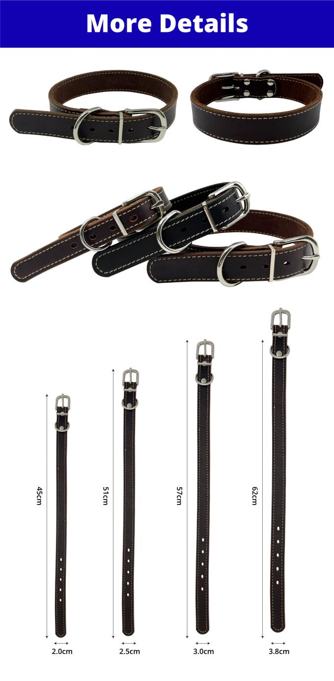 Premium Genuine Leather Dog Collar Durable Stylish Comfortable Fit 0