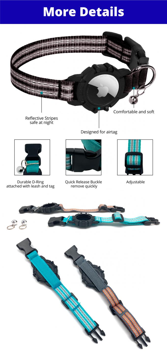 Airtag Cat Collar Holder With Bell Pet Collar Cats And Small Dogs 0