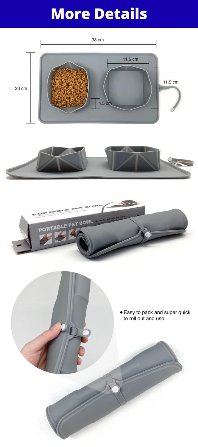 Collapsible Silicone Travel Outdoor Pet Portable Double Travel Water And Food Bowl 0