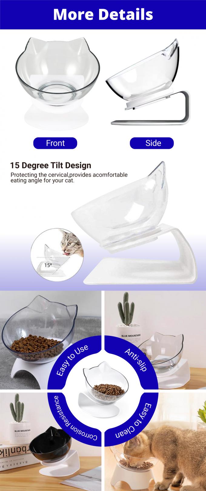 Non Slip Elevated Raised Cat Food And Water Feeding Bowl Cat Shaped Bowl 0