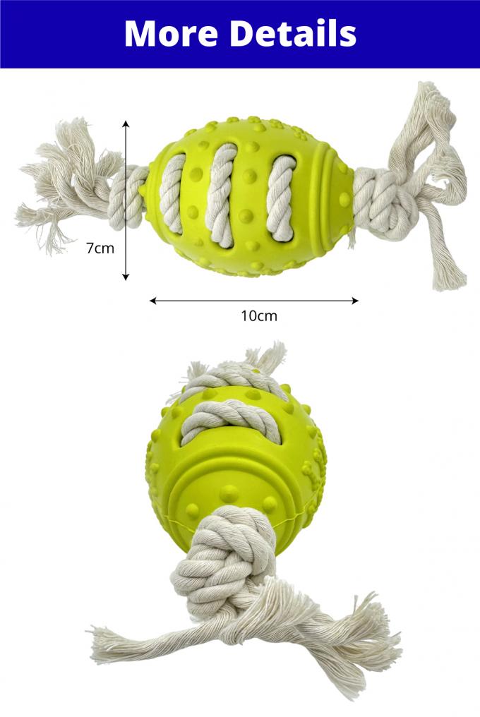Olive Shaped Rubber Pet Toy With Cotton Rope Durable Chew Toy For Dogs And Cats 0