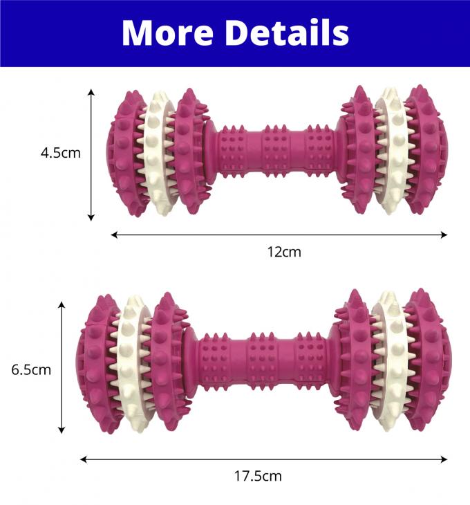 Durable Rubber Dog Chew Toy Dumbbell Shape With Teeth Cleaning Bumps 0