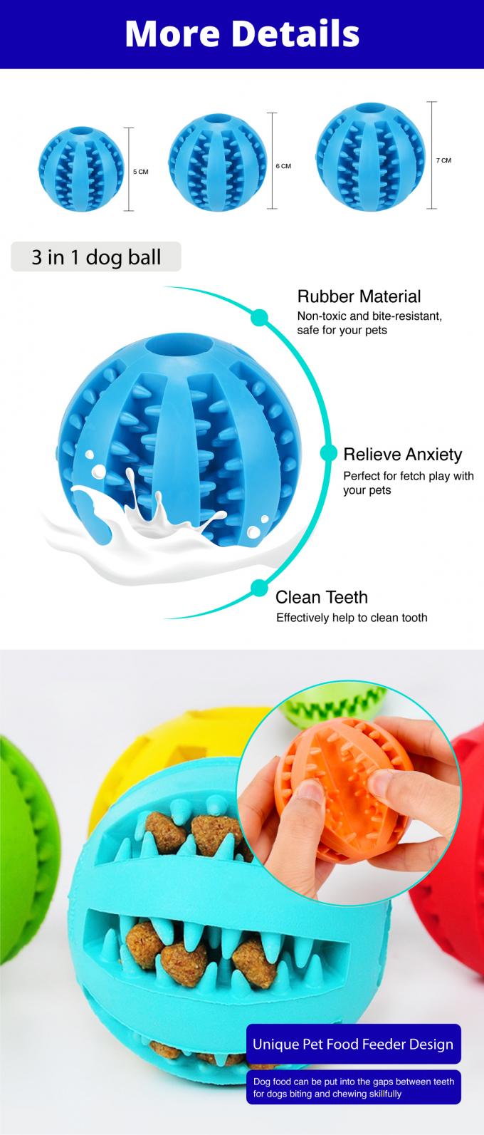 5cm 6cm 7cm Rubber Dog Toy Ball Durable Tough Non Toxic Chew Toy IQ Training Toy 0