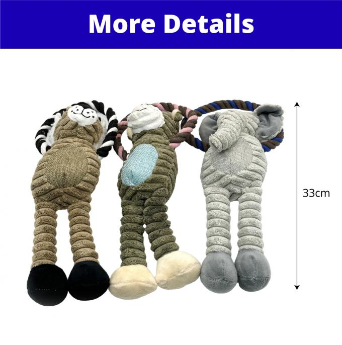 Squeaky Plush Rope Dog Toy Durable Interactive Teething Anxiety Relief Toy 0