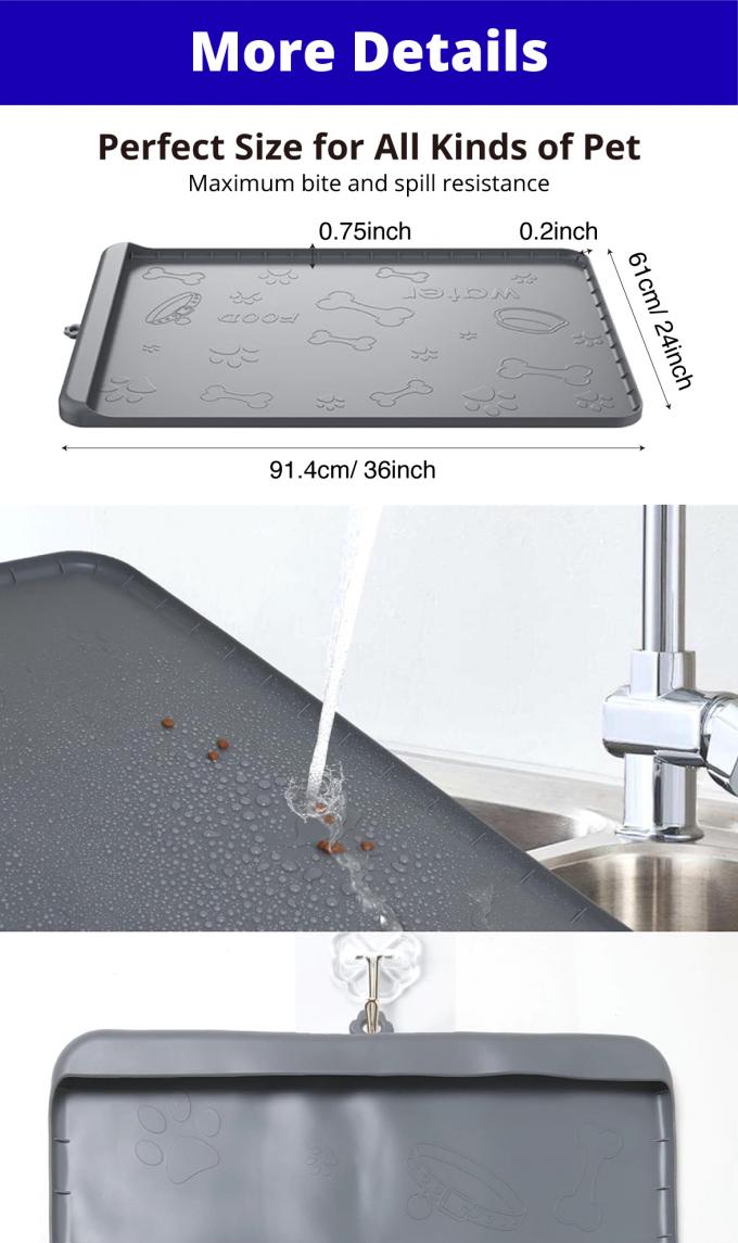 Dog Food Mat Silicone Dog Mats With Pocket For Catches Spill And Residue 0