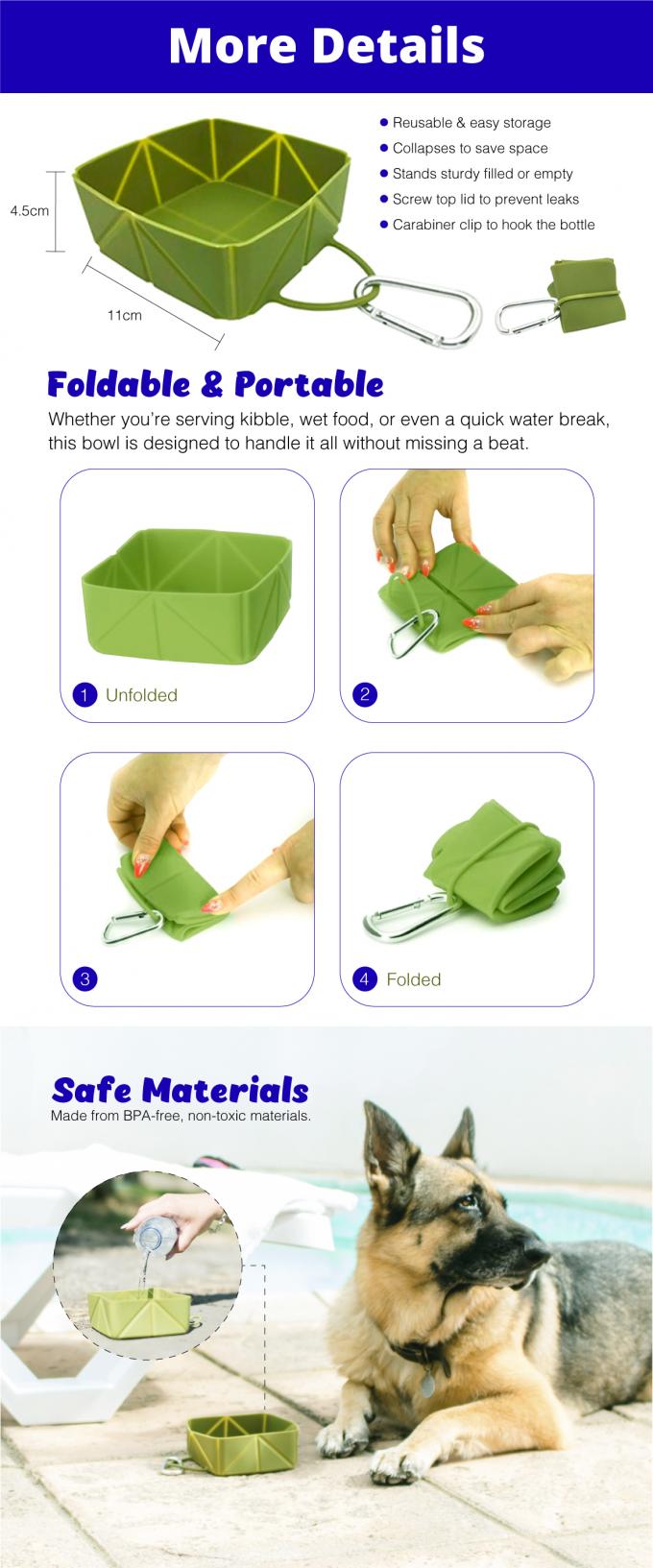 Pet Silicone Folding Bowl Rectangular Travel Food Bowl Foldable Bowl 0