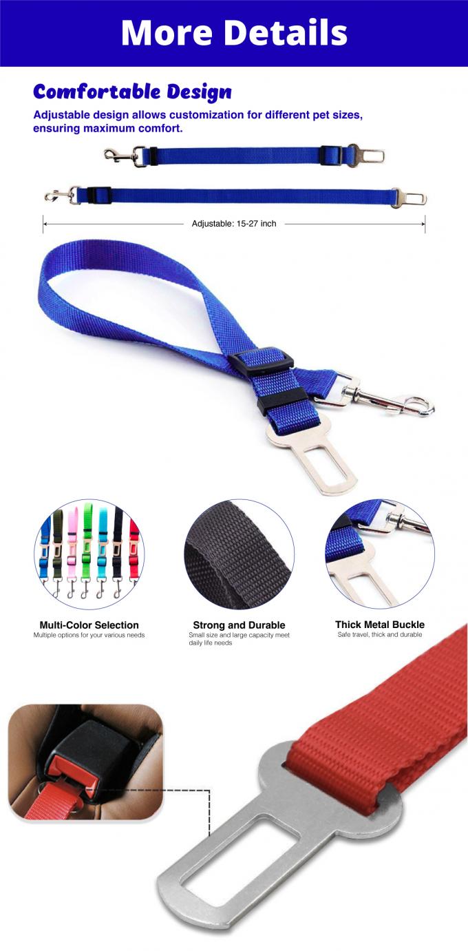 Multi Color Durable Adjustable Dog Seat Belts For Cars Dog Accessories Car Seat Belt 0