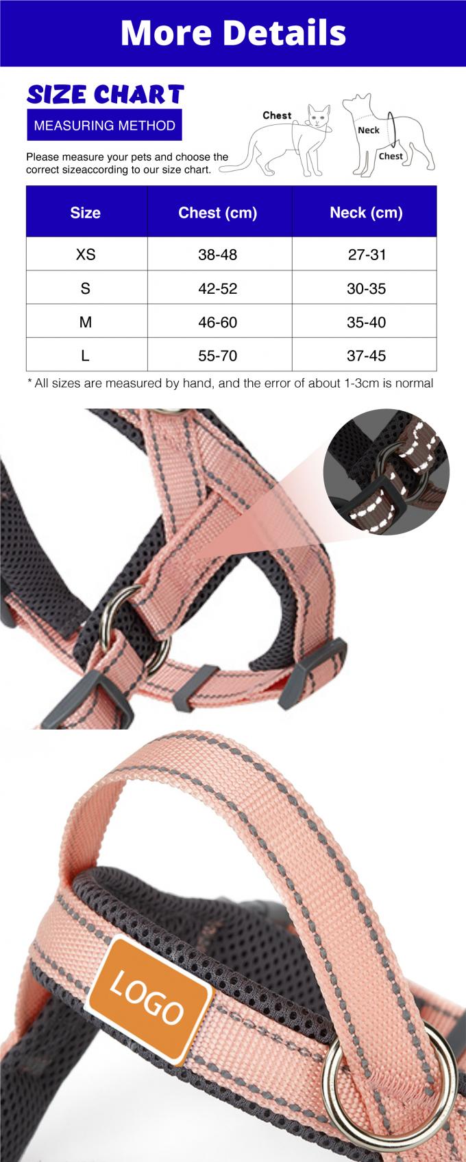 Small Medium Dogs Adjustable Breathable Dog Harness With Handle 0