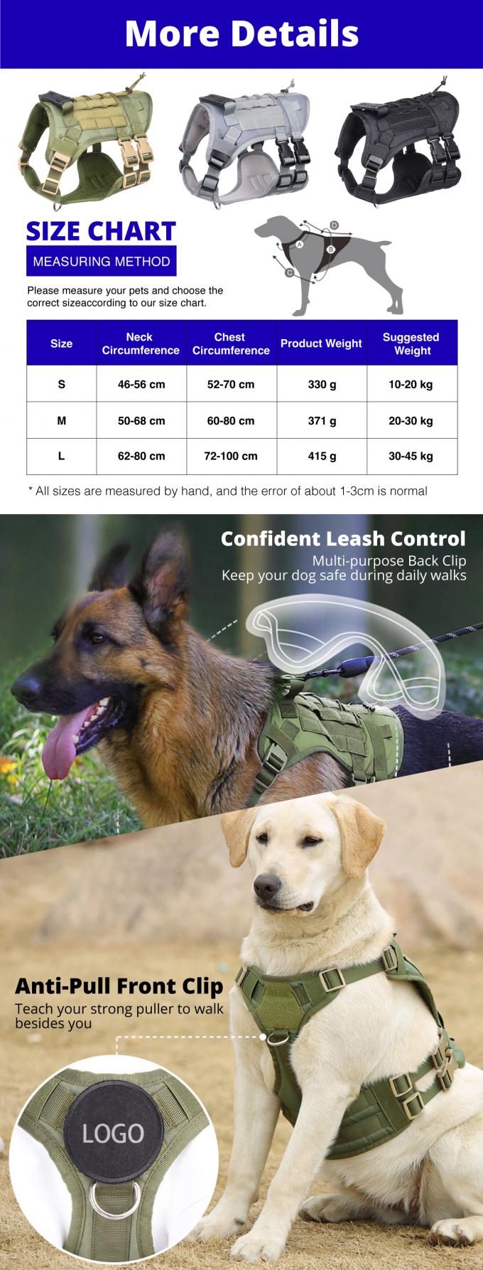 Adjustable Training Tactical Harness For Dogs Working Dog Harness 0