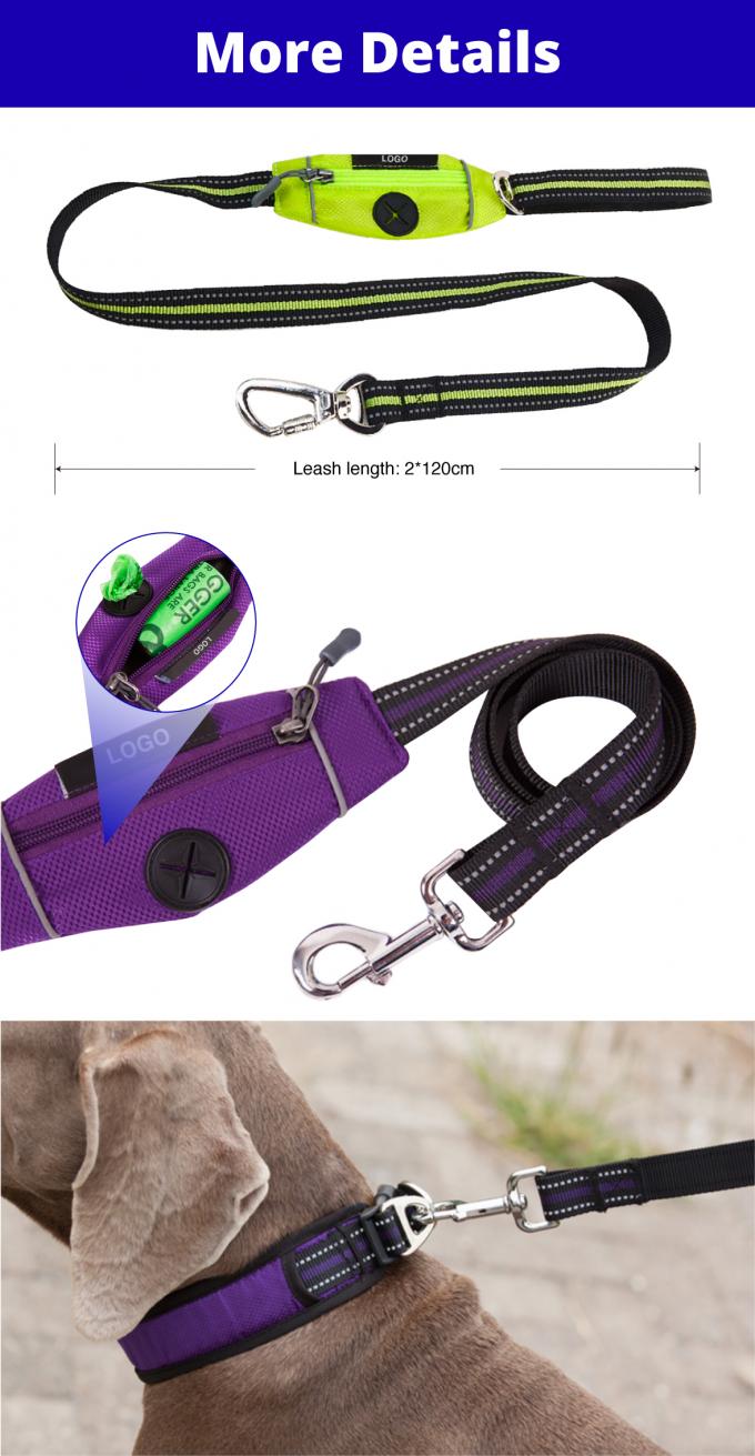 Dog Leash With Built In Waste Bag Dispenser Comfortable Durable Design 0