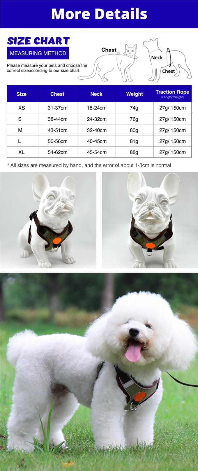 Reflective Custom Logo Dog Harness Leash Set For Small Medium Dogs 0