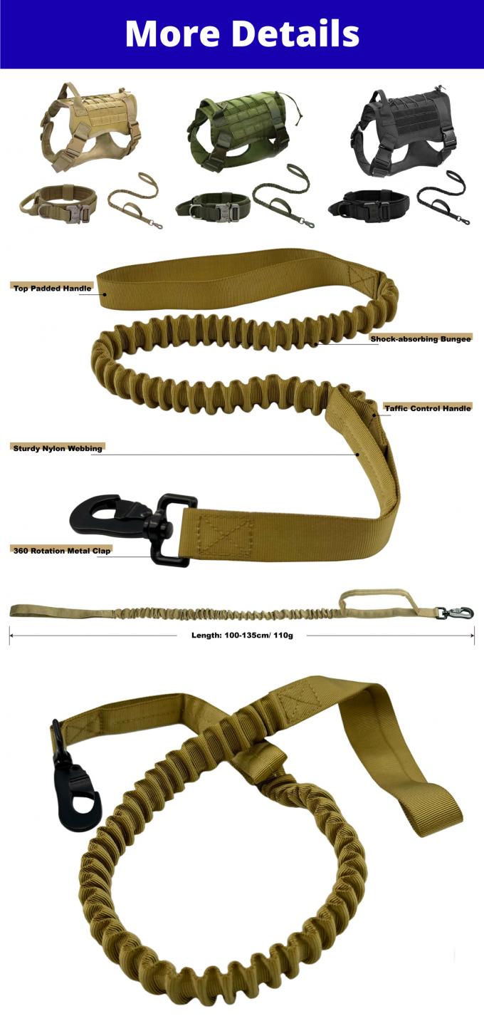 Two Handle Training Dog Leash For Medium And Large Dogs Custom Nylon Tactical Dog Leash 0
