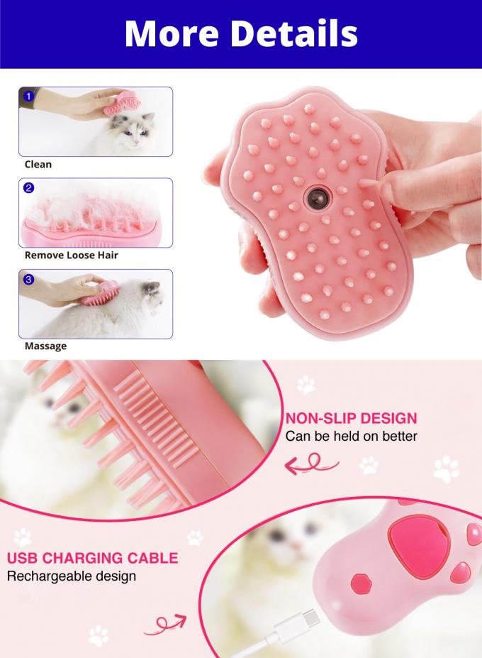 ABS Grooming Pet Hair Cleaner Brush Cat Steam Massage Brush 7 X 11 X 4.5cm 0