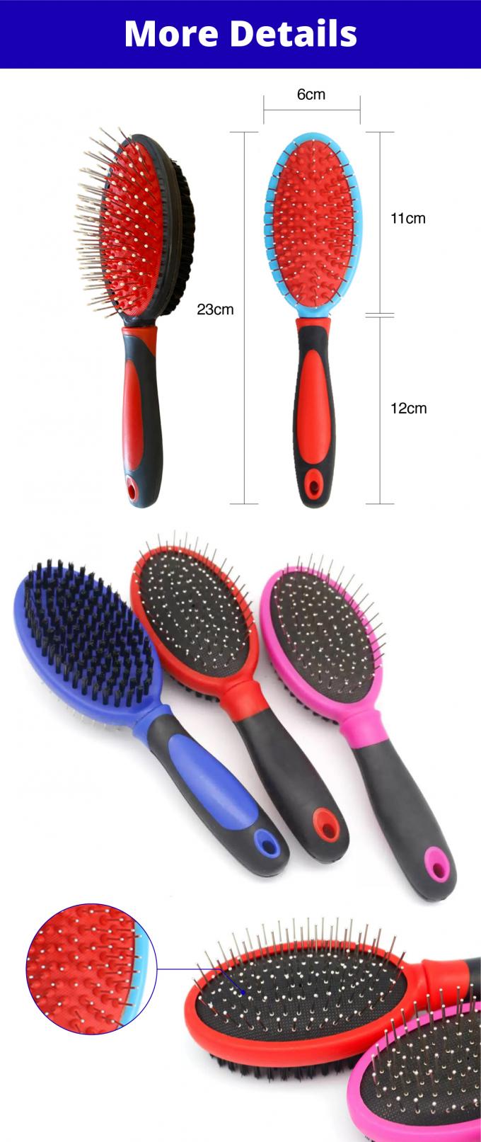 23.7 X 7cm Double Sided Dog Massage Hair Brush Pin Grooming Brush For Dogs 0