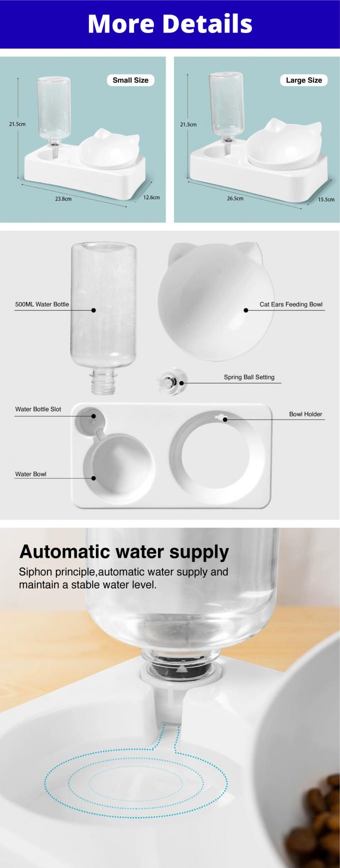 Plastic Automatic Cat Feeder Water Dispenser Water Fountain Cat Pet Drinking With Food Bowl 0