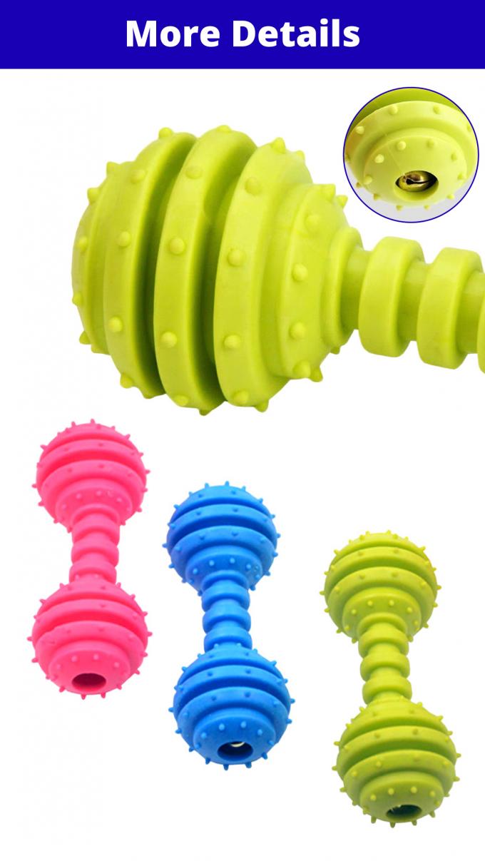 4.5 X 12cm Durable TPR Dog Cat Dumbbell With Bell Bite Chew Toy Barbell Toy 0