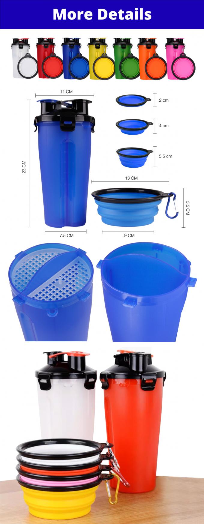 Portable Dog Travel Water Bottle With Food Container And Detachable Silicone Bowl 0