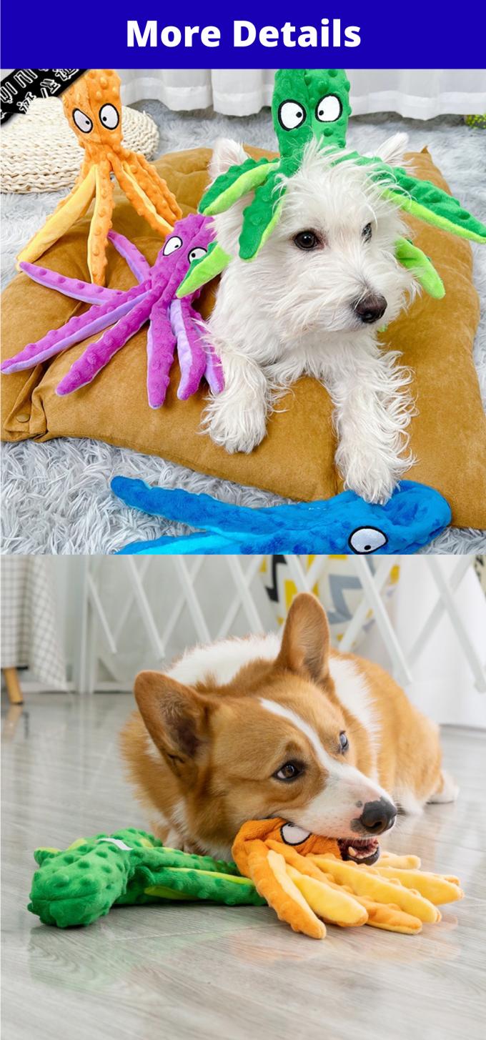 Octopus No Stuffing Crinkle Plush Dog Toys Dog Squeaky Toys Interactive Chew Toys 0
