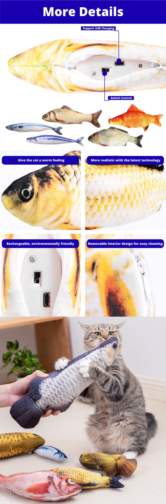 USB Charging Plush Electric Flopping Cat Toy Fish Moving With Catnip 0