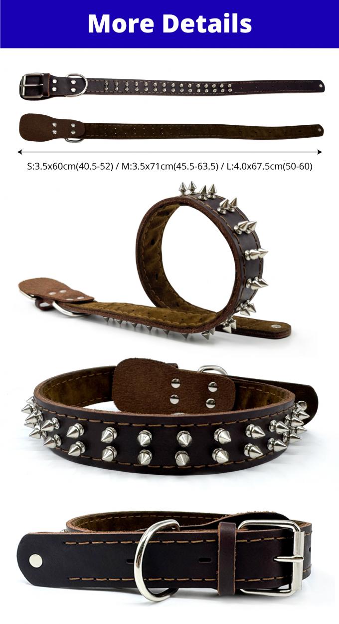 Genuine Leather Pet Collar with Studded Design Stylish Durable and Comfortable 0