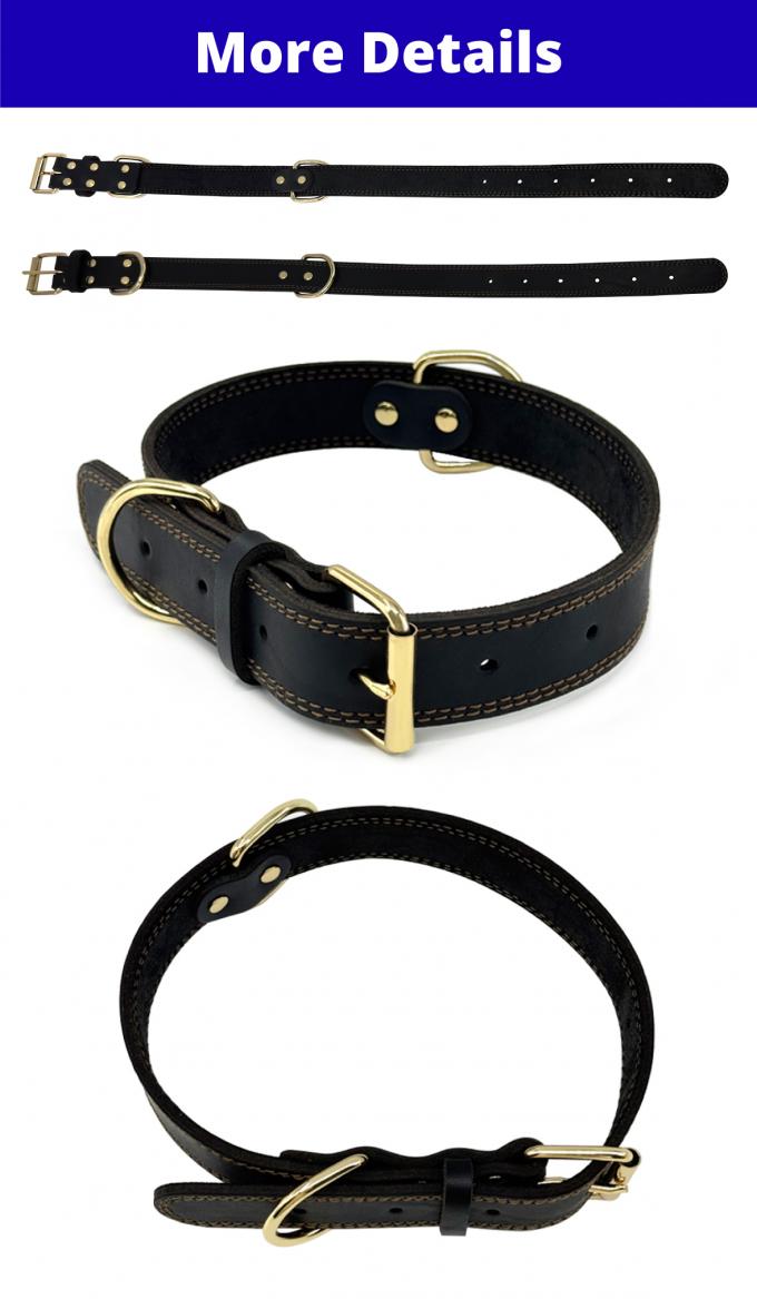 Genuine Leather Dog Collar Durable Comfortable Adjustable Classic Style 0