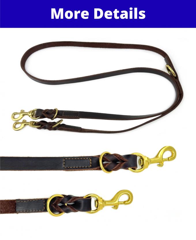 Multifunctional Genuine Leather Dog Leash Adjustable Durable Versatile 0