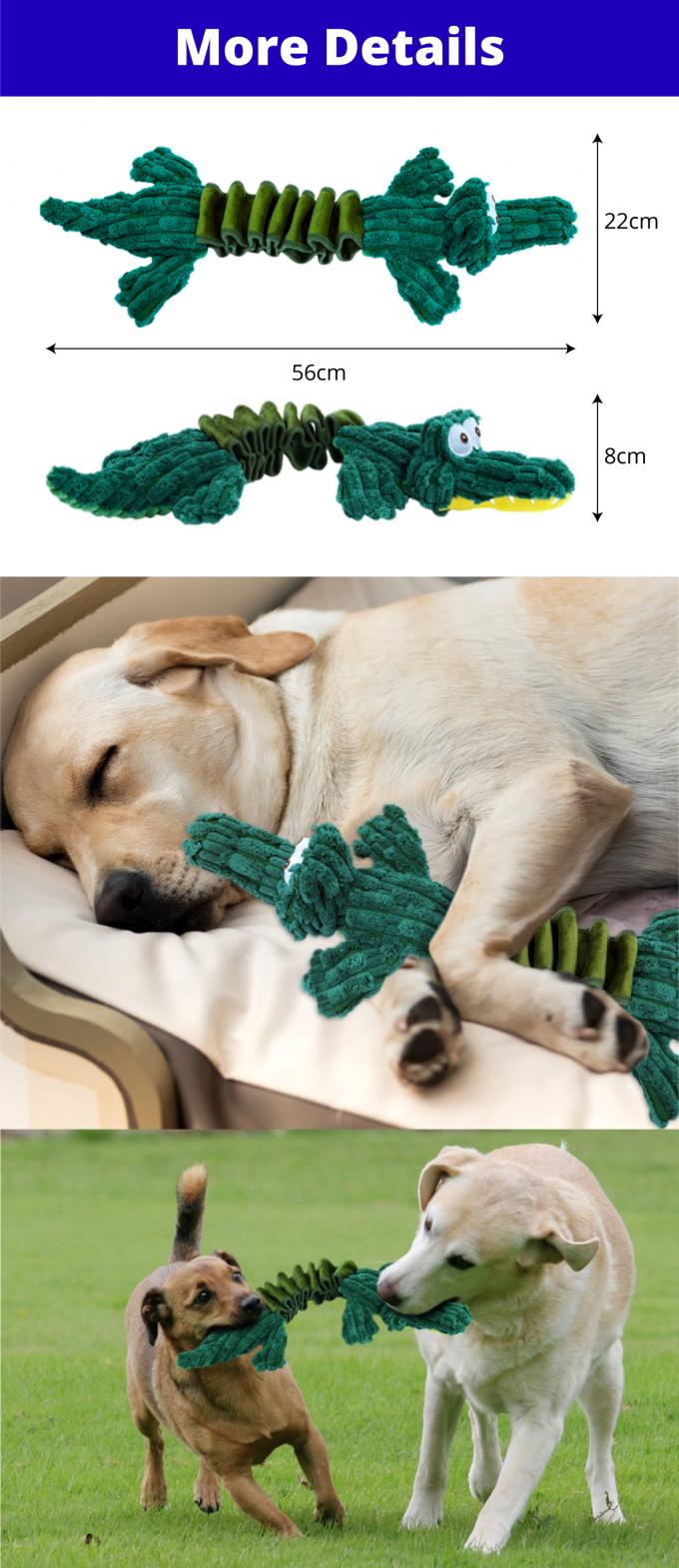 Large Crocodile Plush Squeaky Dog Toy Tough Chew Tug Of War Interactive Play 0