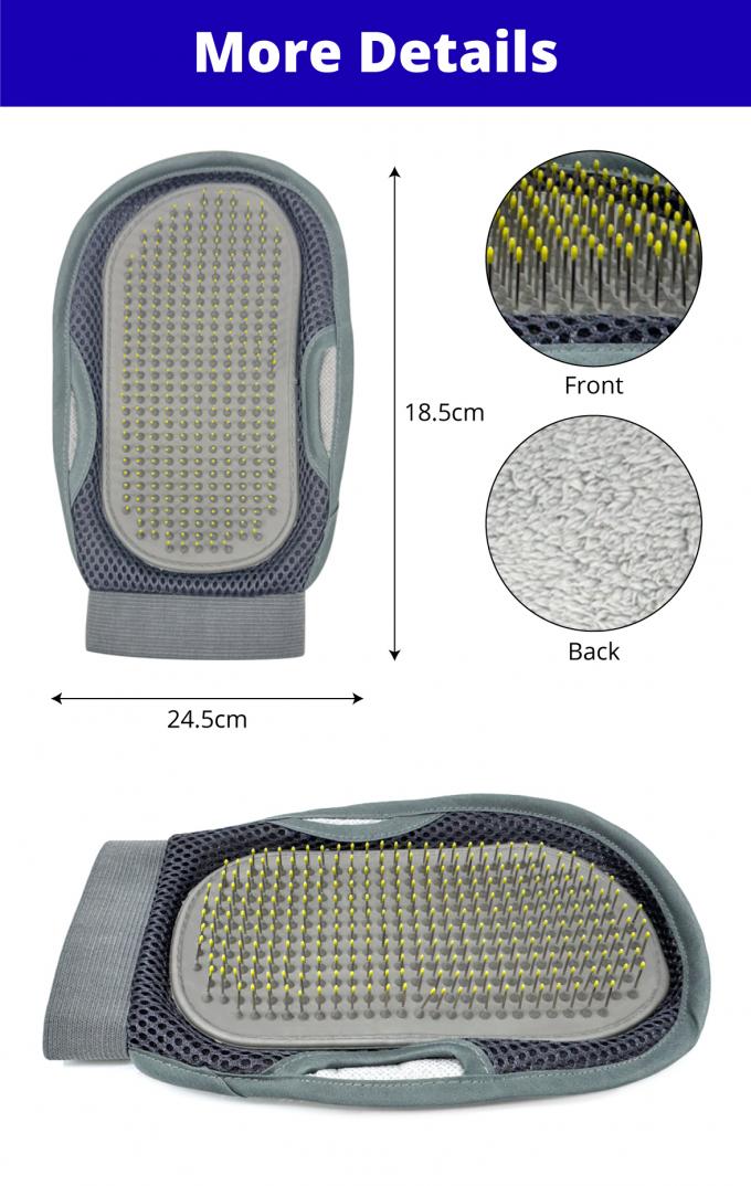 Pet Grooming Glove Double-Sided Deshedding Mitt For Dogs Cats Massage Hair Removal 0