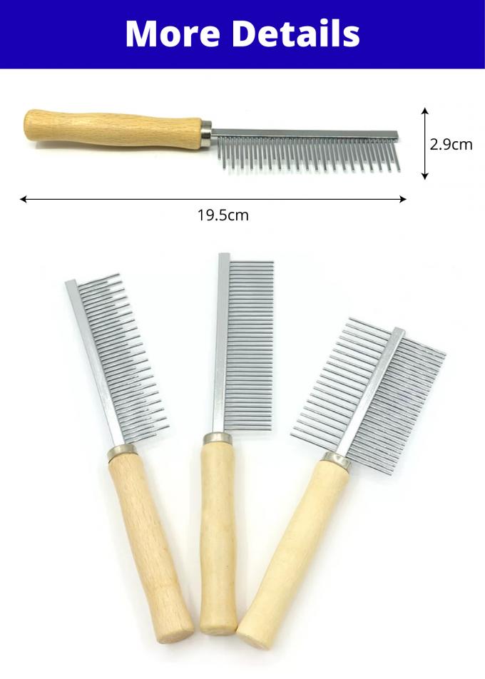 Pet Needle Comb 40PINS Double Row Wooden Handle Dog Cat Grooming Deshedding Brush 0