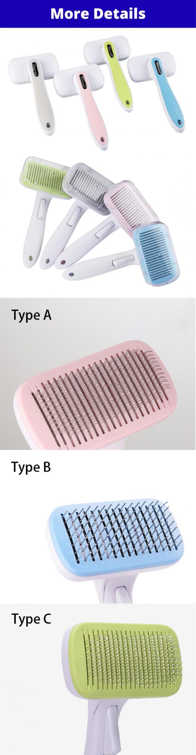 Pet Self-Cleaning Brush For Dogs Cats One Button Hair Remover For Long Short Hair 0
