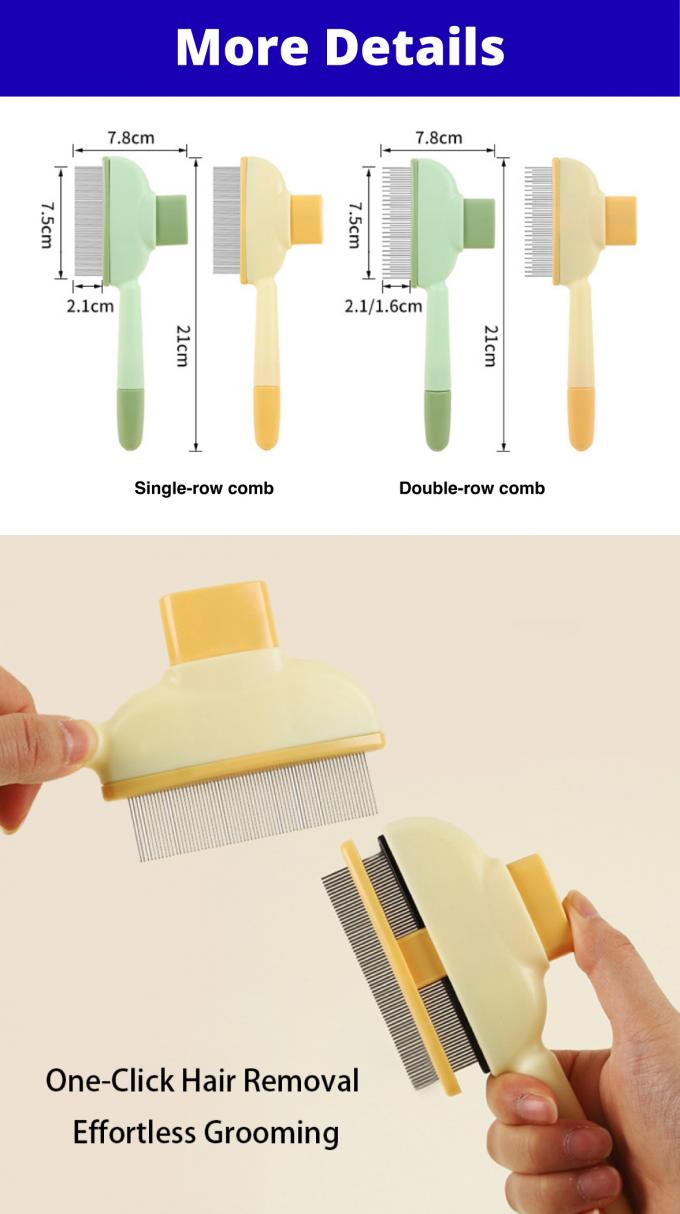 Pet Hair Removal Comb Flea Comb Self-cleaning With Release Button Easy Grooming For Cats Dogs. 0