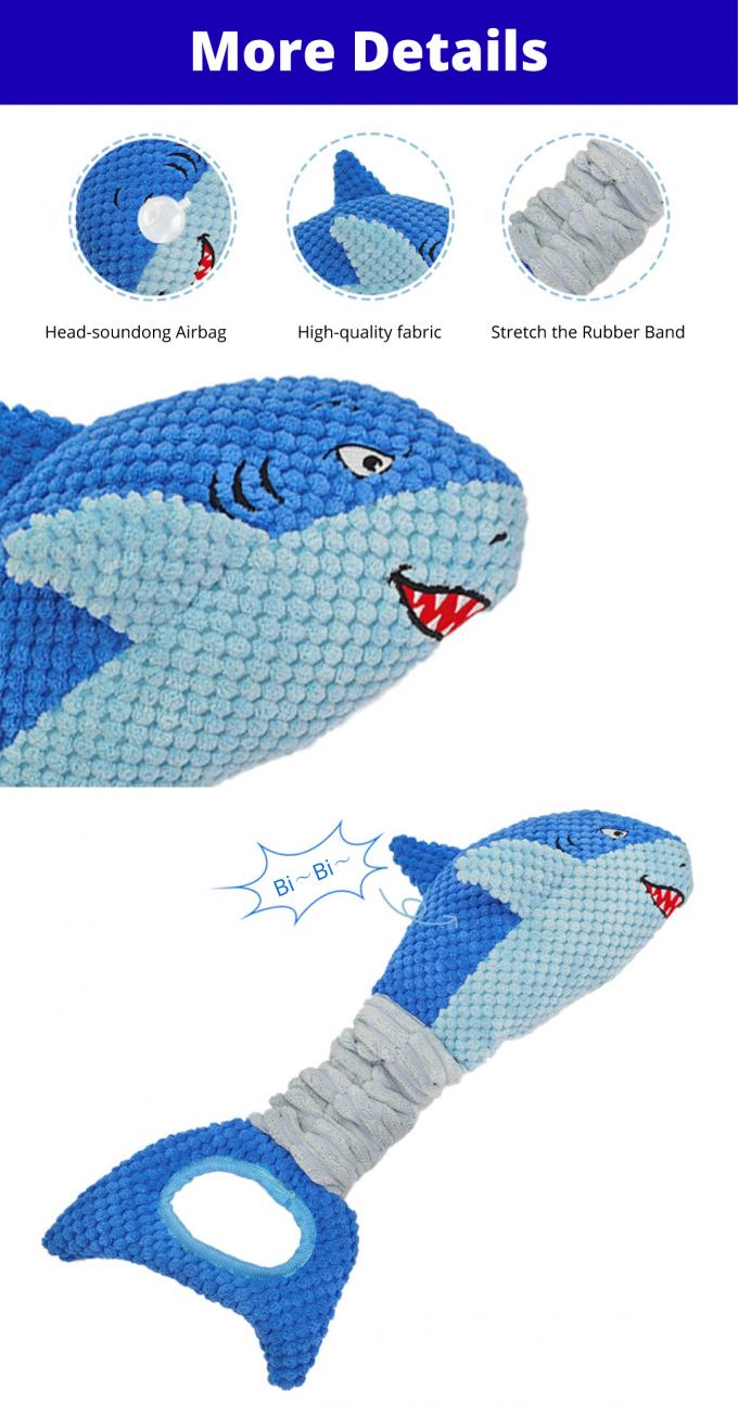 Interactive Shark Plush Dog Toy Squeaky Durable Chew Toy For Large Small Dogs 0