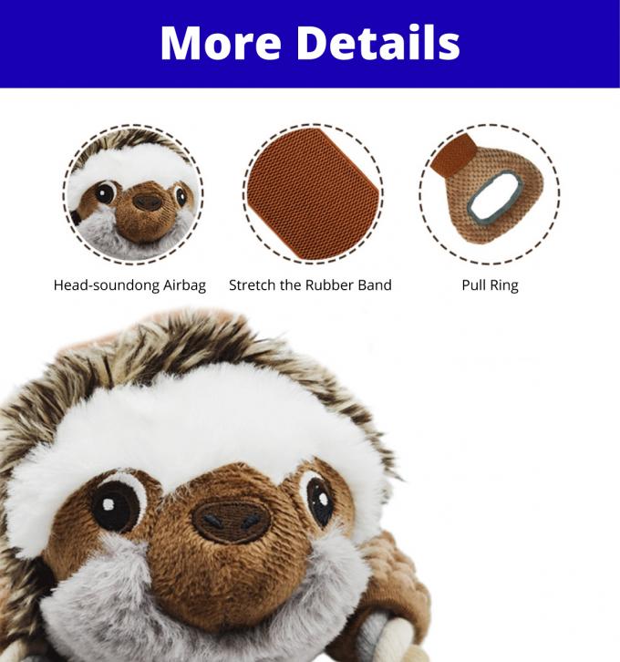 Dog Plush Toy Indestructible Squeaky Tug With Cotton Crinkle Paper 0