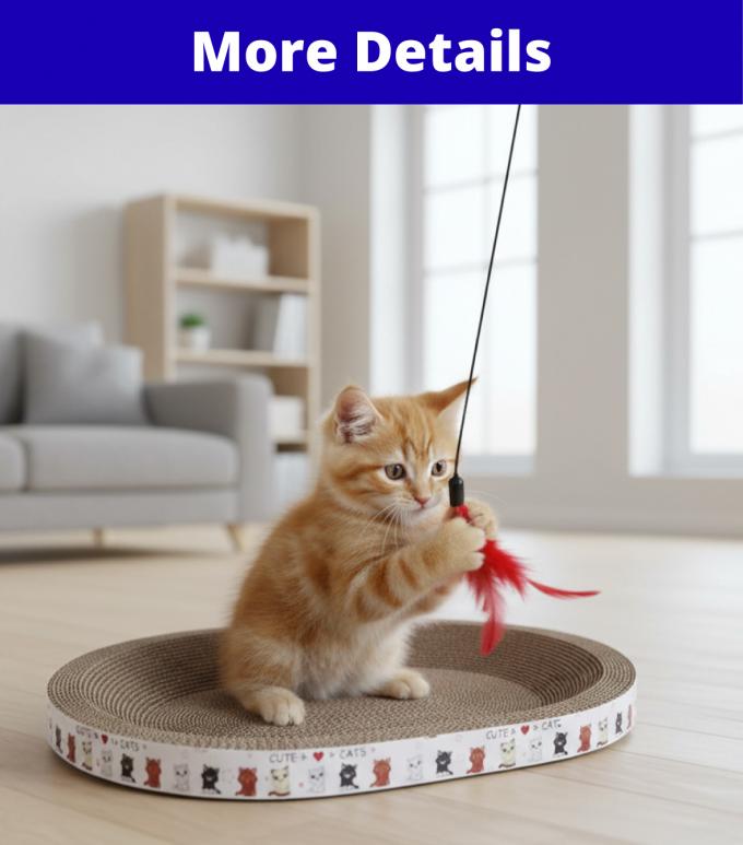 Cat Scratcher Pad Oval Bed Corrugated Cardboard Lounge Furniture Protector 0
