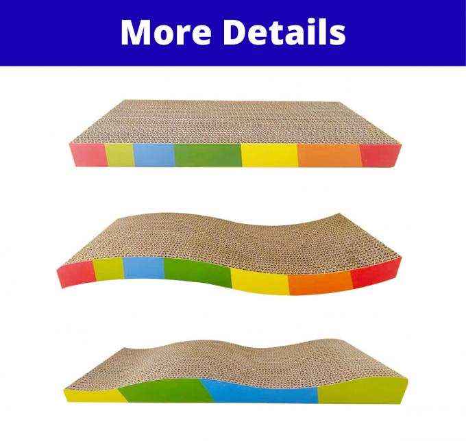 Durable Cardboard Cat Scratcher Play Mat Rainbow Texture Upright Shell Design 0