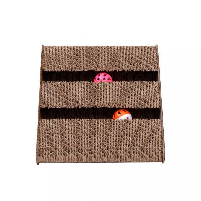 Triangle Cat Scratcher Bed With Bell Durable Corrugated Cardboard Playhouse Toy 0