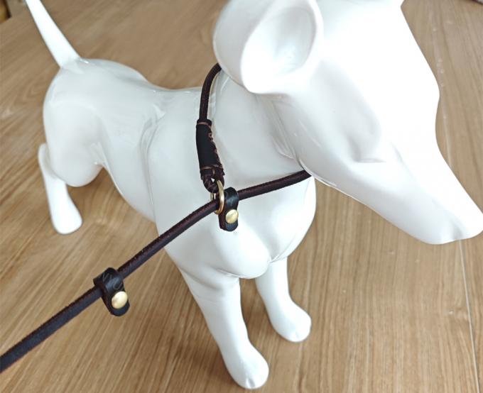 Lightweight Adjustable Durable Pet Genuine Leather Slip Lead For Small Medium Dogs 0