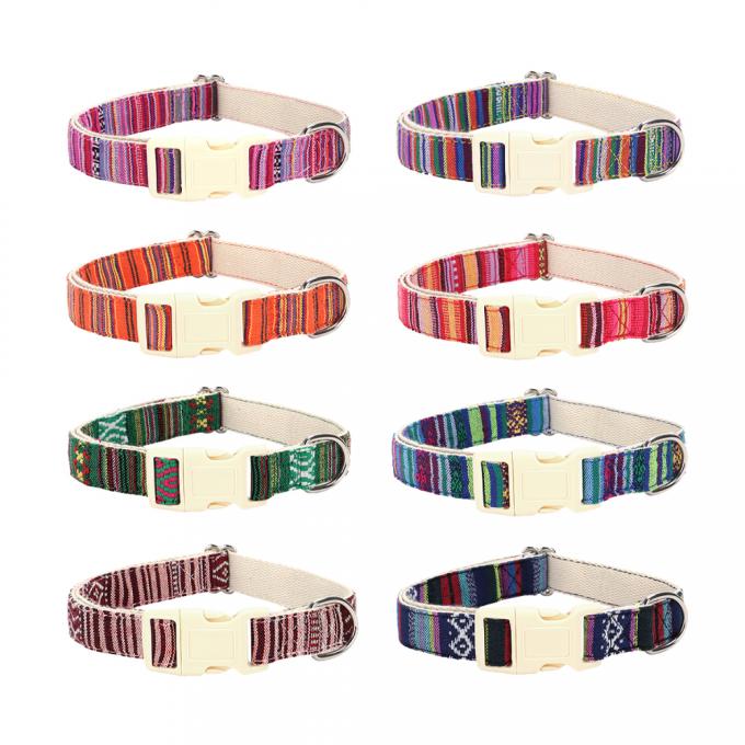 Soft Cotton Pet Collar With Durable Plastic Buckle Comfortable Adjustable Safe 0