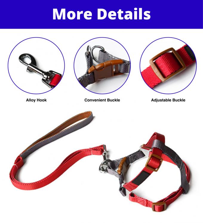 Adjustable Nylon Pet Harness And Leash Set Durable Comfortable Safe 0