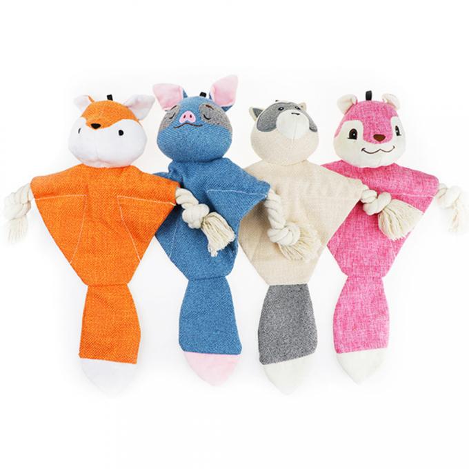 Dog Plush Toy Durable Cotton Orange Fox Soft Squeaky Fun Interactive Chew Toy 0