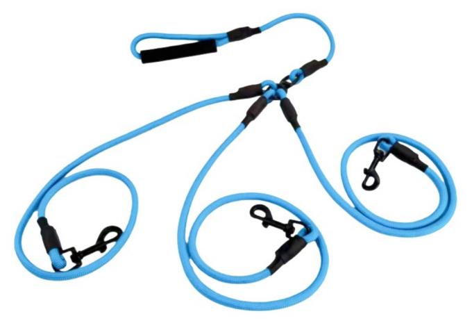 Triple-Head Dog Leash For 3 Dogs Heavy Duty Nylon Rope 3-in-1 Walking Lead With Metal Clips 0