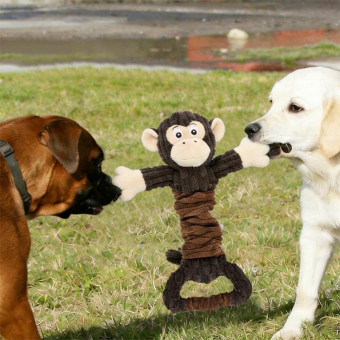 Dog Squeaky Plush Toy Gorilla Shaped For Aggressive Chewers Interactive Toy With Crinkle Paper 0