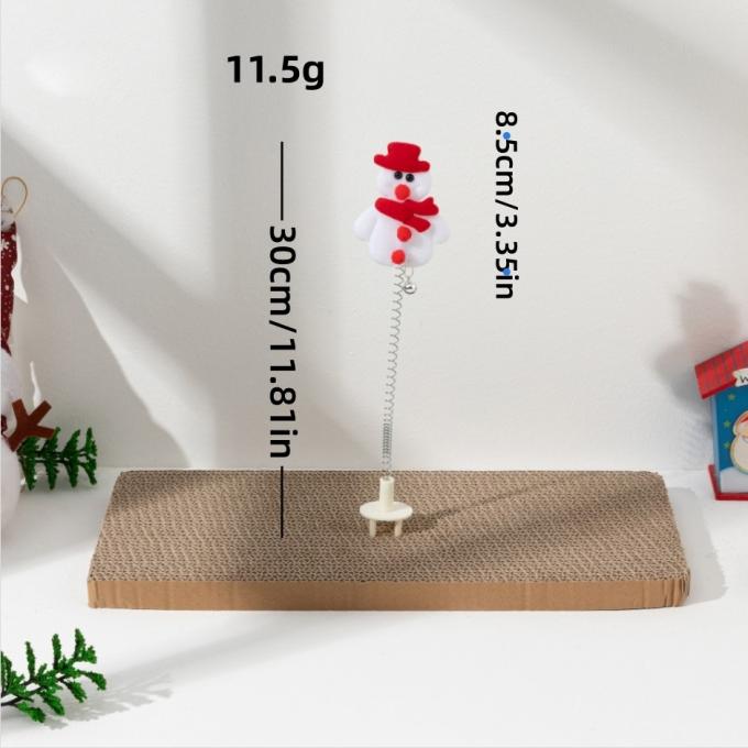Christmas Cat Scratcher Toy With Spring Wobble Wand Santa, Reindeer, Snowman, Xmas Tree 1