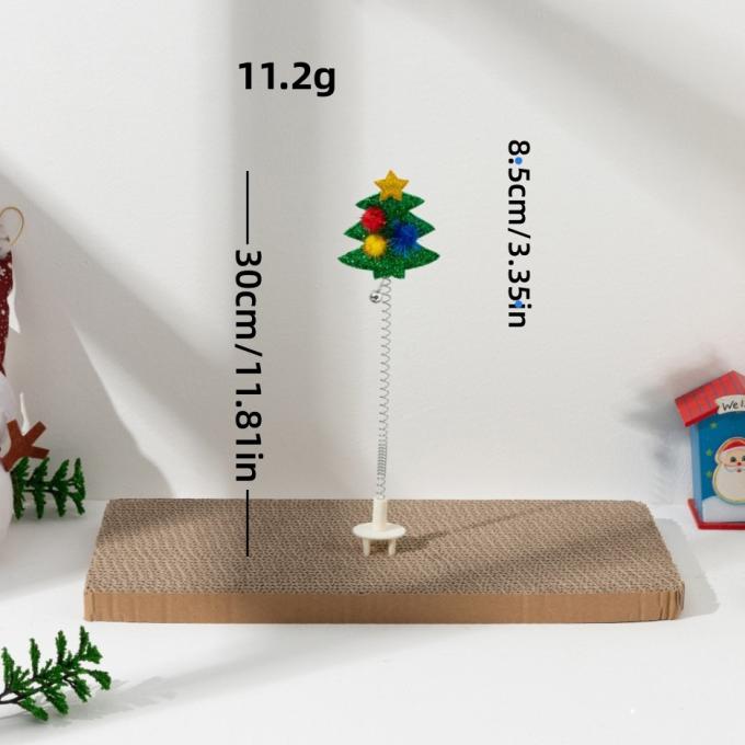 Christmas Cat Scratcher Toy With Spring Wobble Wand Santa, Reindeer, Snowman, Xmas Tree 2