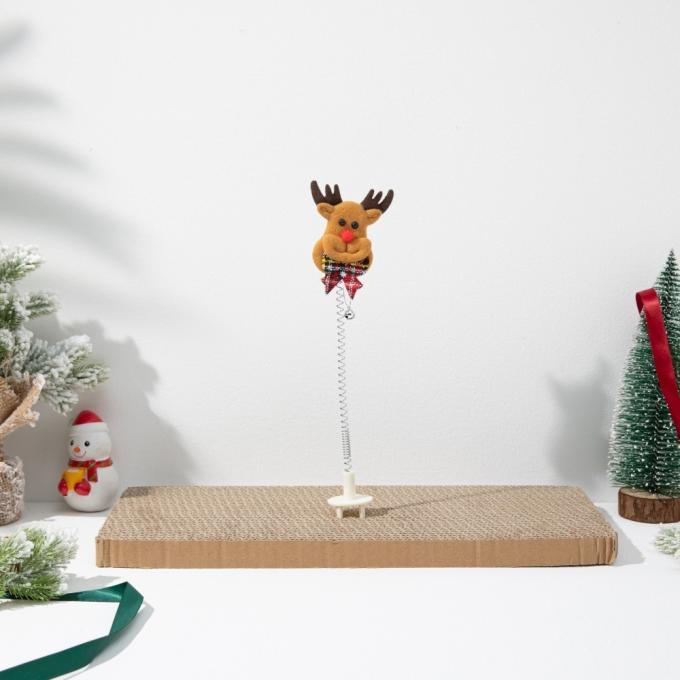 Christmas Cat Scratcher Toy With Spring Wobble Wand Santa, Reindeer, Snowman, Xmas Tree 4