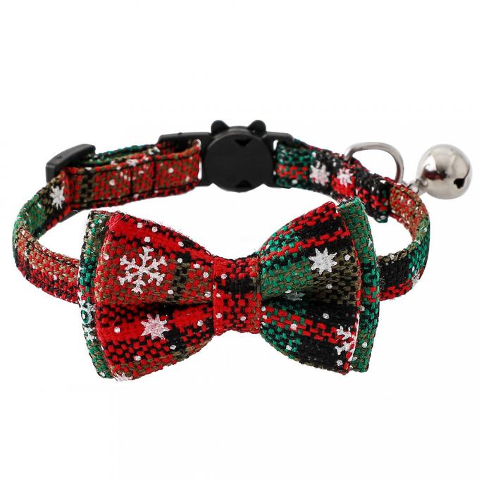 Christmas Plaid Pet Bow Tie Collar For Cats Dogs, Cute Adjustable Kitten Collar With Bowknot 2