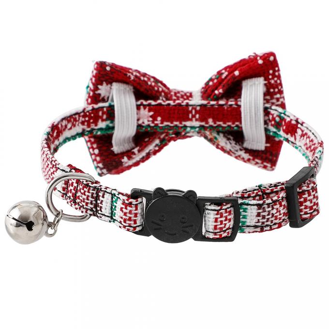 Christmas Plaid Pet Bow Tie Collar For Cats Dogs, Cute Adjustable Kitten Collar With Bowknot 0